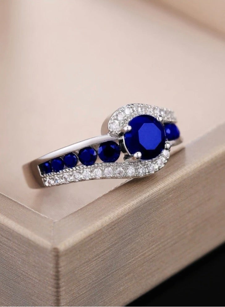 Casual collection Elegant Silver Plated Cubic Zirconia Ring For Women Size 6 - Image 2