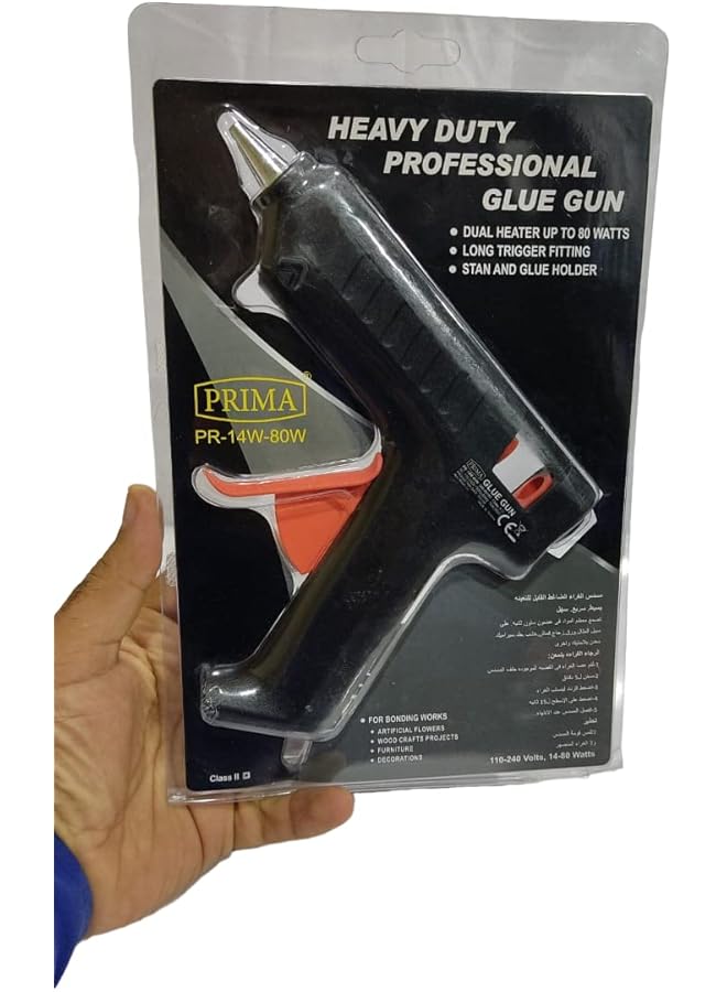 erorex Silicone Glue Gun Large Heavy Duty Professional Glue Gun With Free 10+2 Silicone Sticks Prima Bhtc Recomended 80Watts 110 240Volts - Image 1