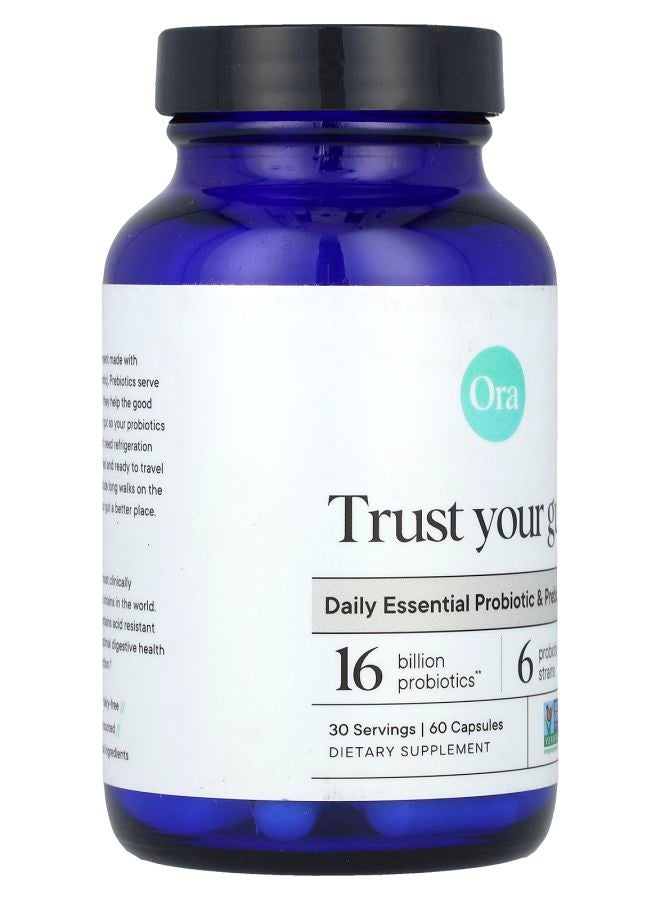 Ora Trust Your Gut Daily Essential Probiotic & Prebiotic 16 Billion 60 Capsules - Image 2