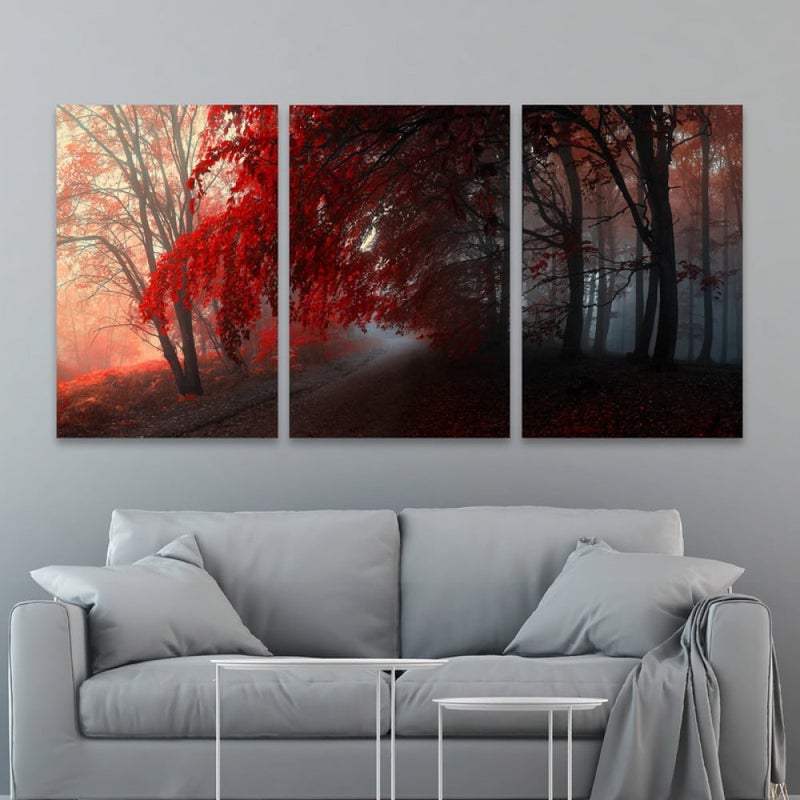 ماركتنا ثلاث لوحات قماشية فخمة بتصميم مودرن مع برواز مجوف مقاس (90×40) ثلاث قطع - Image 1