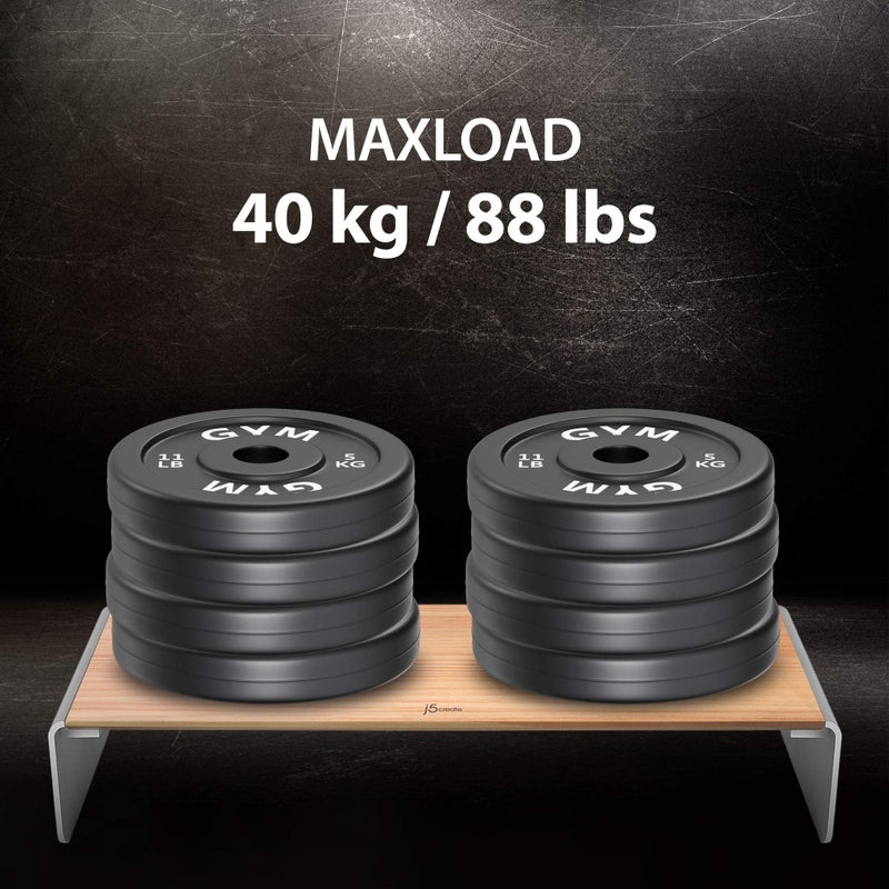 j5create Wooden Monitor Stand with USB Type C/HDMI Docking Station - USB 3.1 C to C Cable Included - Handmade Wood Panel with Aluminum Riser for Computer Screens, Laptops, TV - Image 5