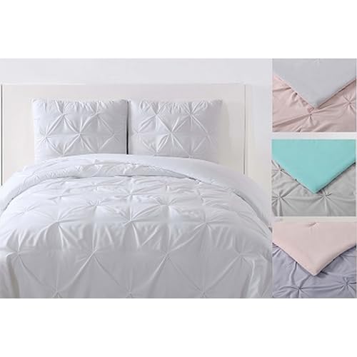 My World Pleated Solid Duvet Sets Blush and Silver Grey Polyester 3-Piece Full/Queen Duvet Set, Solid Color Themed, for Kids, OEKO-TEX Certified - Image 4