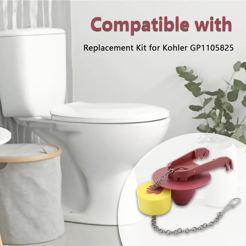 OasisFlow Store 2 Inch Toilet Flapper with Float Replacement Compatible with Kohler GP1105825, Fit 1.28 gpf Toilet with Stainless Chain and Float, 1 Pack - Image 2