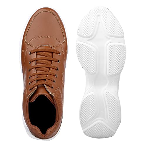 BXXY 3 Inch Hidden Height Increasing Casual Outdoor Sneakers Boot in Eva Sole. Height Elevator Tan Boots-7 UK - Image 5