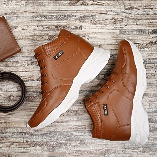 BXXY 3 Inch Hidden Height Increasing Casual Outdoor Sneakers Boot in Eva Sole. Height Elevator Tan Boots-7 UK - Image 4