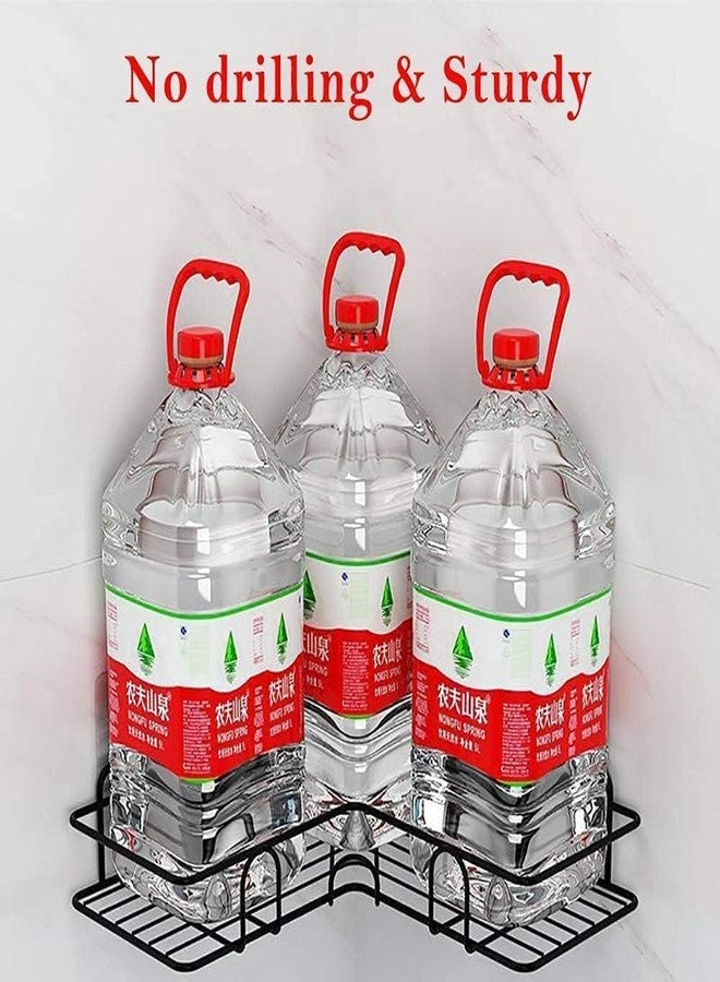 FAGVA سلسلة ملصقات FAGVA Home Essentials السحرية، رف زاوية معدني ذاتي اللصق للحمام، مصنوع من الفولاذ المقاوم للصدأ، منظم رفوف زاوية الحمام، رف معلق للتخزين - أسود - Image 5