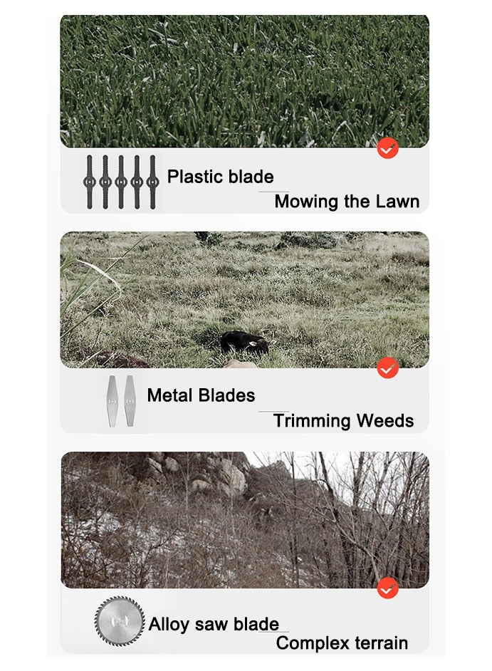 WAMIT 48V Cordless Lawn Mower, Retractable Foldable Lawn Mower with Fast Charger, 2 2.0Ah Battery Powered, 3 Cutting Blades, Portable Electric Lawn Trimmer for Lawn & Garden - Image 4