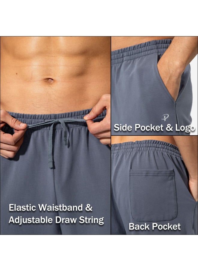 Pudolla Men's Cotton Yoga Sweatpants Athletic Lounge Pants Open Bottom Casual Jersey Pants for Men with Pockets (Mallard Blue XX-Large) - Image 5