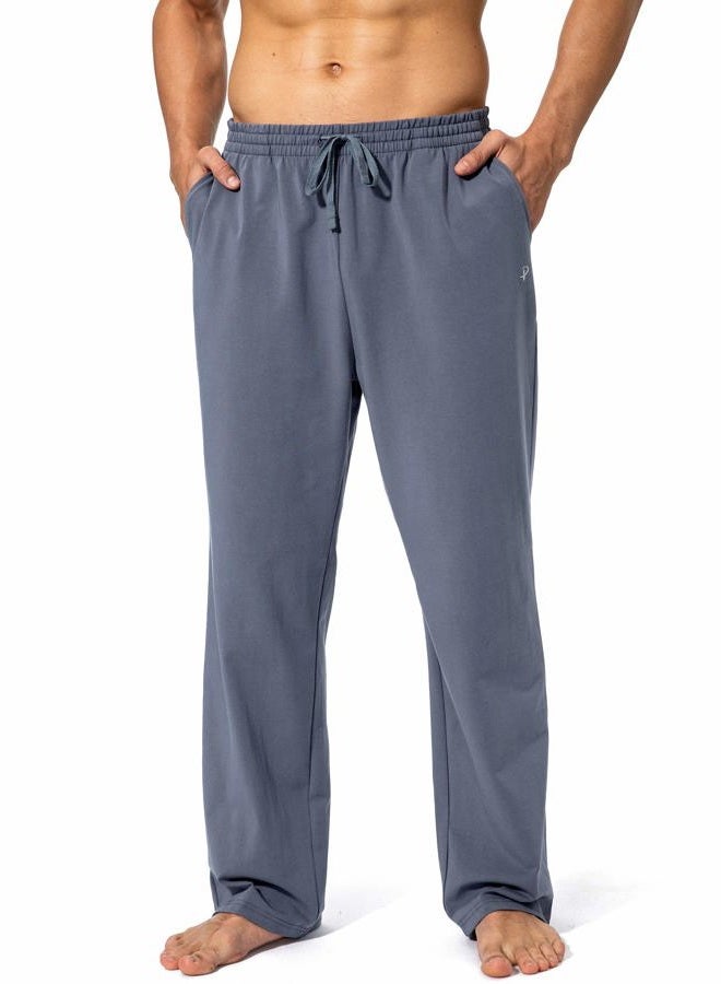 Pudolla Men's Cotton Yoga Sweatpants Athletic Lounge Pants Open Bottom Casual Jersey Pants for Men with Pockets (Mallard Blue XX-Large) - Image 2