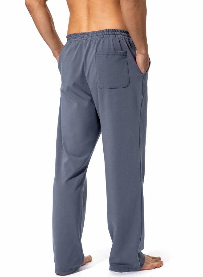 Pudolla Men's Cotton Yoga Sweatpants Athletic Lounge Pants Open Bottom Casual Jersey Pants for Men with Pockets (Mallard Blue XX-Large) - Image 3