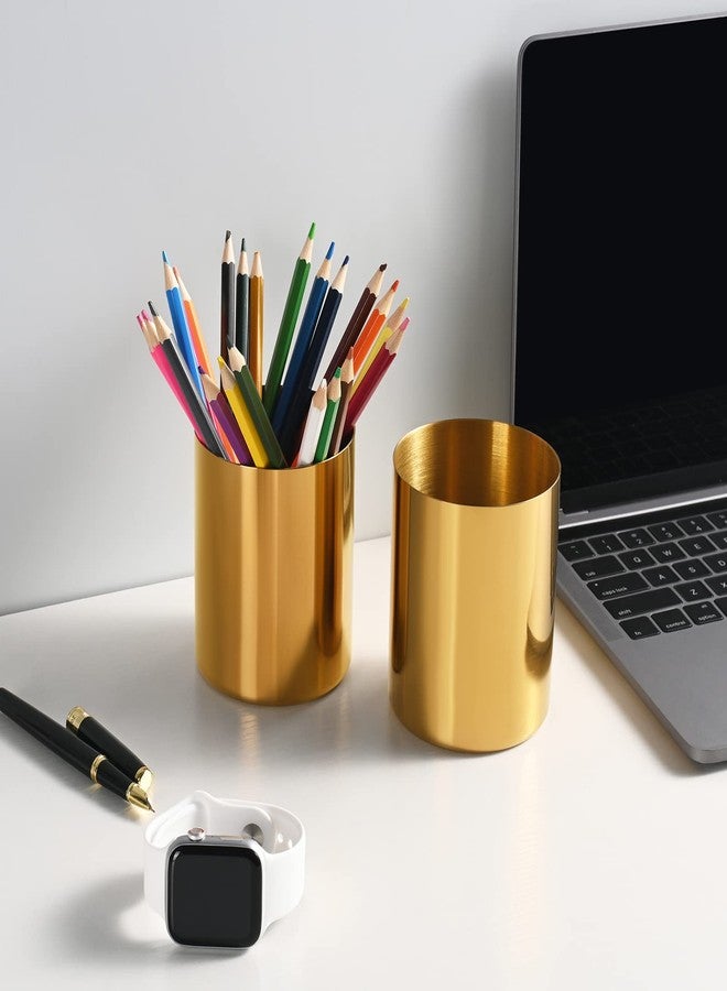 Tofun Gold Pen Holder for Desk, SUS304 Stainless Steel Pen Organizer for Desk, Pencil Holder,Pencil Cup,Pen Cup,Desktop Stationery Organizer - Image 5