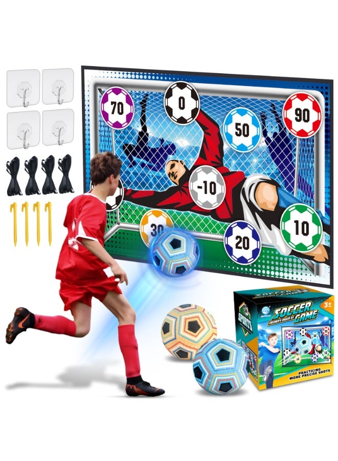NIBEMINENT Toy Soccer Ball Game Set for Boys & Girls, Indoor Outdoor Backyard Play with 2 Balls & 1 Foldable Flannel Goal, Birthday Gift for Kids Ages 3-12 - Image 1