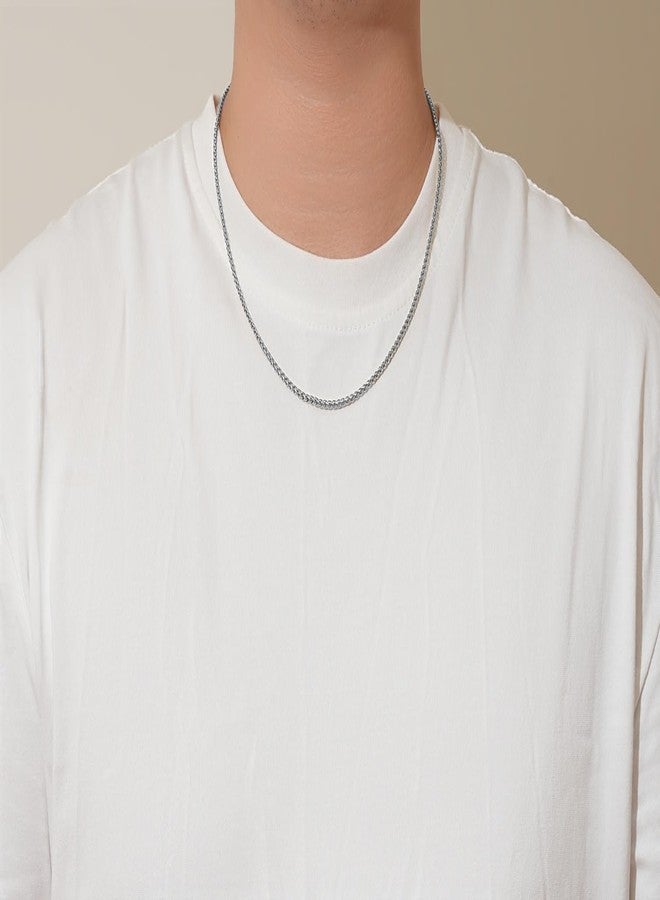 FOSIR Silver Wheat Chain Stainless Steel Necklace for Men, 2.5mm/3mm/4mm/5mm Mens Chains, 18-30 Inches, 20.0 Inches long, Stainless Steel, No Gemstone - Image 3