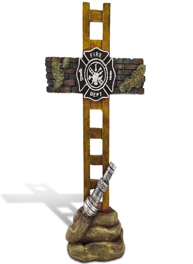 MEPERPER Firefighter Gift Maltese Cross Statue, 10 Inch Fireman Home Decor Memorial Figurine, Retired Firefighter Gifts, Collectible Display for Desk & Mantle - Image 1