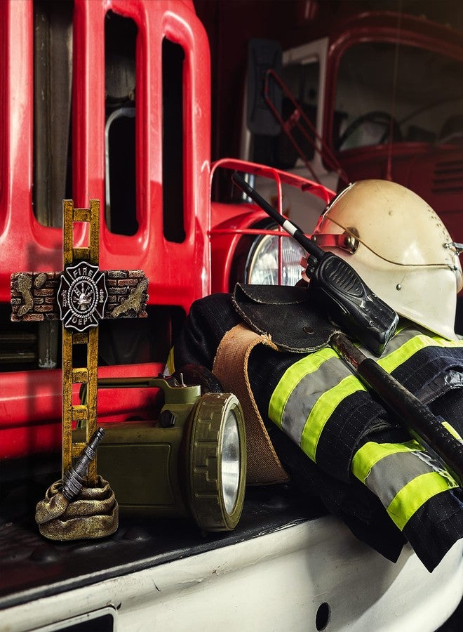 MEPERPER Firefighter Gift Maltese Cross Statue, 10 Inch Fireman Home Decor Memorial Figurine, Retired Firefighter Gifts, Collectible Display for Desk & Mantle - Image 4