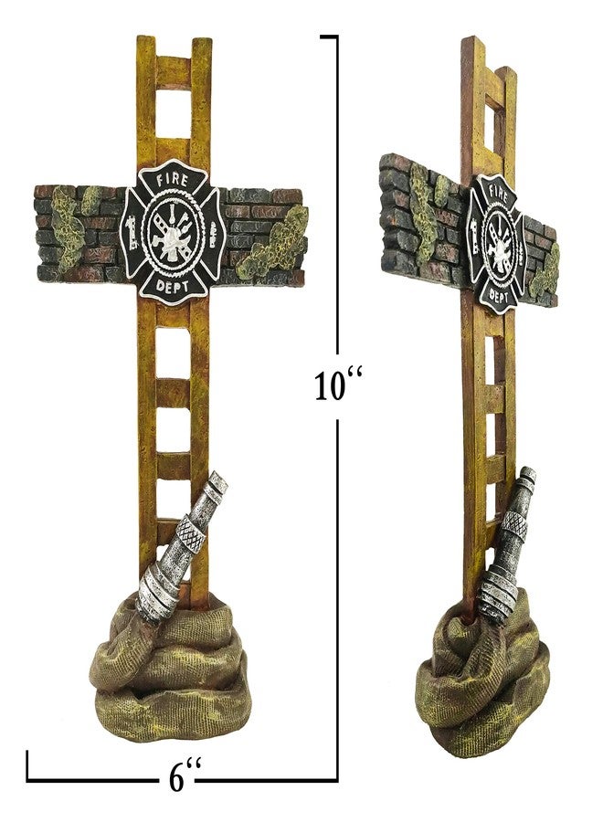 MEPERPER Firefighter Gift Maltese Cross Statue, 10 Inch Fireman Home Decor Memorial Figurine, Retired Firefighter Gifts, Collectible Display for Desk & Mantle - Image 2