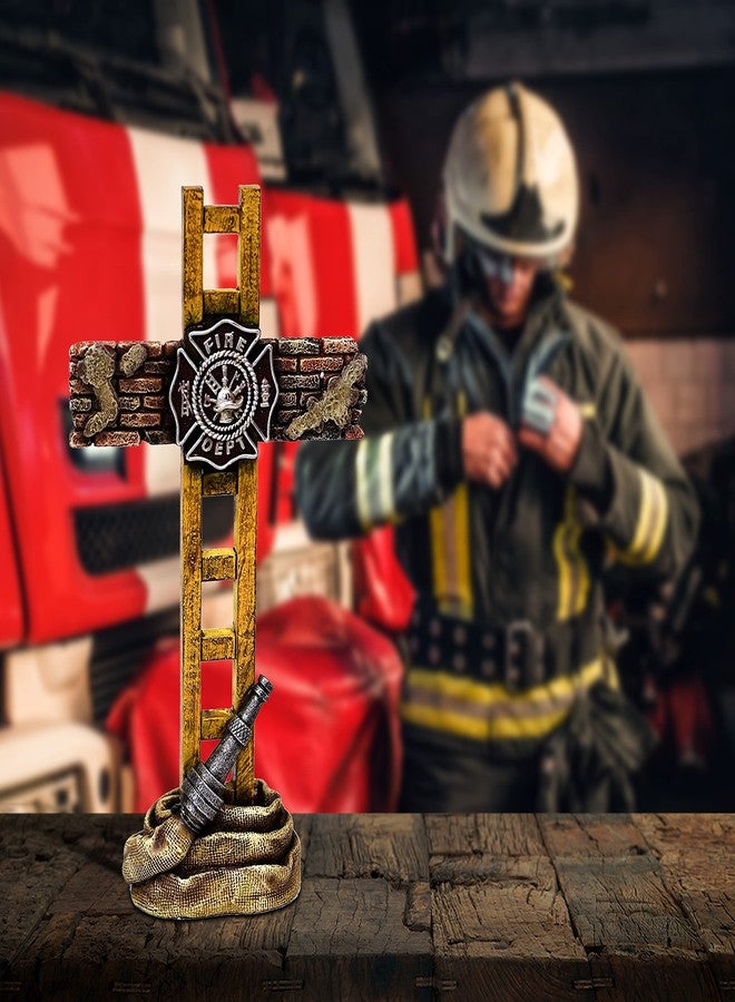 MEPERPER Firefighter Gift Maltese Cross Statue, 10 Inch Fireman Home Decor Memorial Figurine, Retired Firefighter Gifts, Collectible Display for Desk & Mantle - Image 5