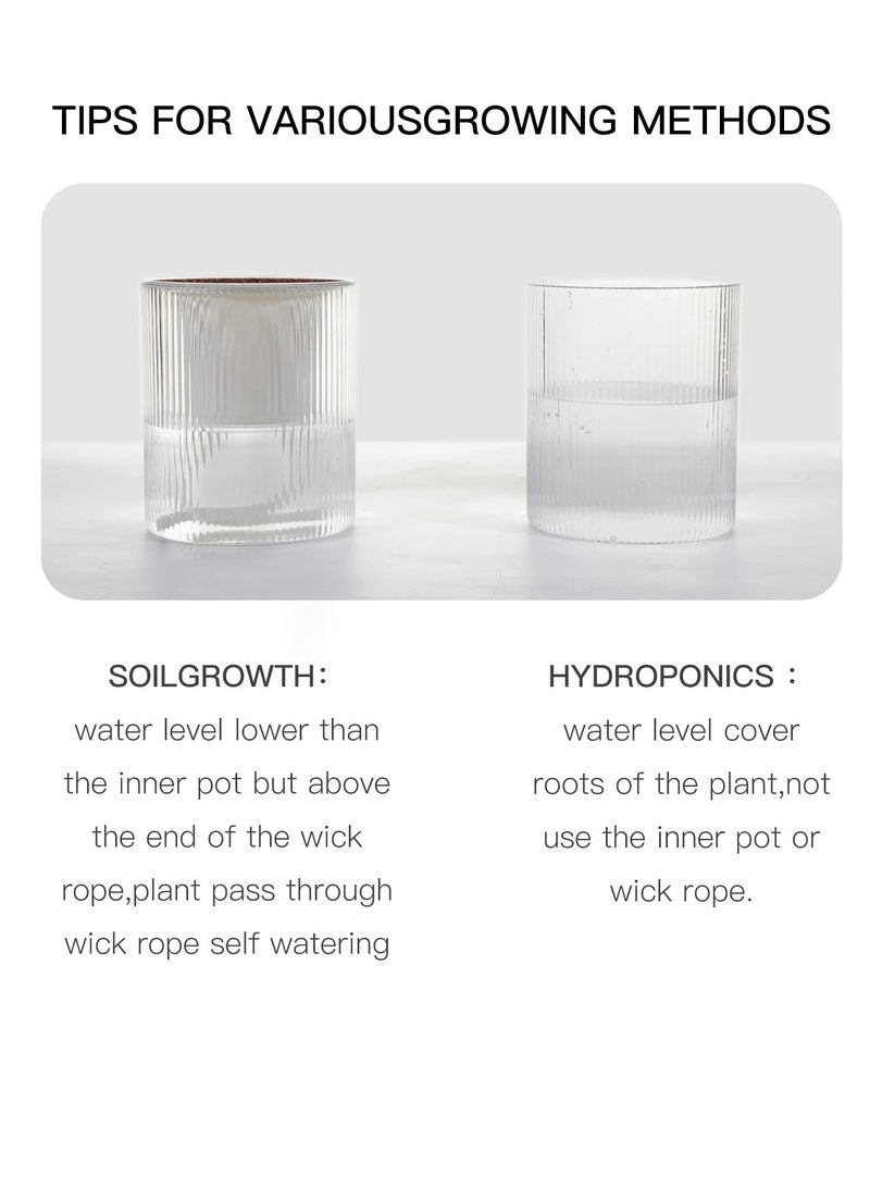 KASTWAVE Flower Pot Automatic Watering 4-inch Indoor Planter Double-layer Transparent White Plastic Flowerpot Water Storage Family Cylindrical Rib Decoration Violet Orchid Aloe Herb Absorption Free - Image 5