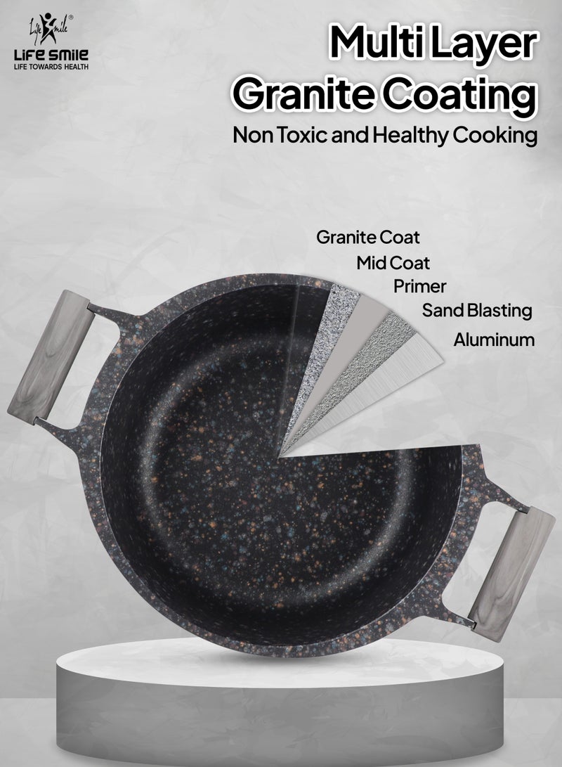 Life Smile 8pc Non Stick Cookware set - Granite Pots and Pans set ,100% PFOA FREE Casseroles,Cookwares with Bakelite Knob & Handles, Induction Base Cooking Set include 20/24/28cm Soup Pot & 26cm Shallow Pot - Image 4