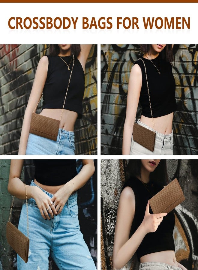 U+U Crossbody Bags for Women, Small Bag with Removable Chain, Card Slots & Phone Pocket - Lightweight Purse Wallet (8 Colors), Brown, Fashion - Image 2
