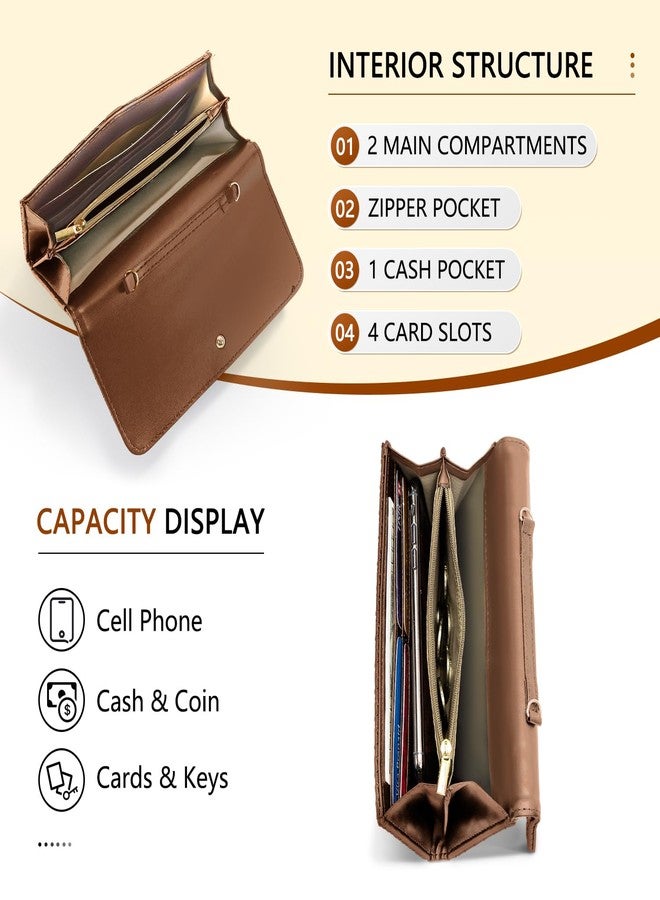 U+U Crossbody Bags for Women, Small Bag with Removable Chain, Card Slots & Phone Pocket - Lightweight Purse Wallet (8 Colors), Brown, Fashion - Image 4