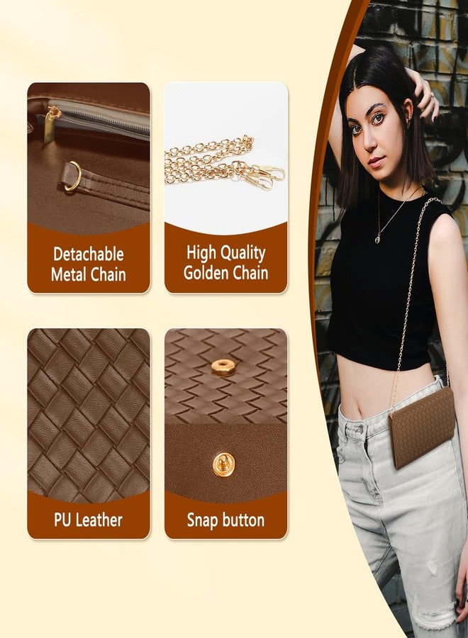 U+U Crossbody Bags for Women, Small Bag with Removable Chain, Card Slots & Phone Pocket - Lightweight Purse Wallet (8 Colors), Brown, Fashion - Image 5