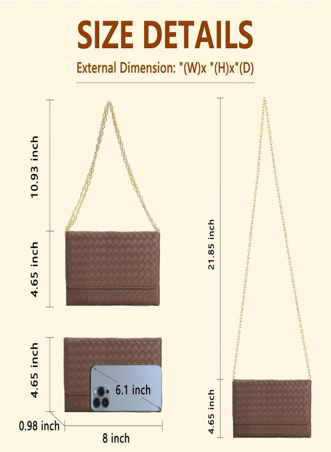 U+U Crossbody Bags for Women, Small Bag with Removable Chain, Card Slots & Phone Pocket - Lightweight Purse Wallet (8 Colors), Brown, Fashion - Image 3