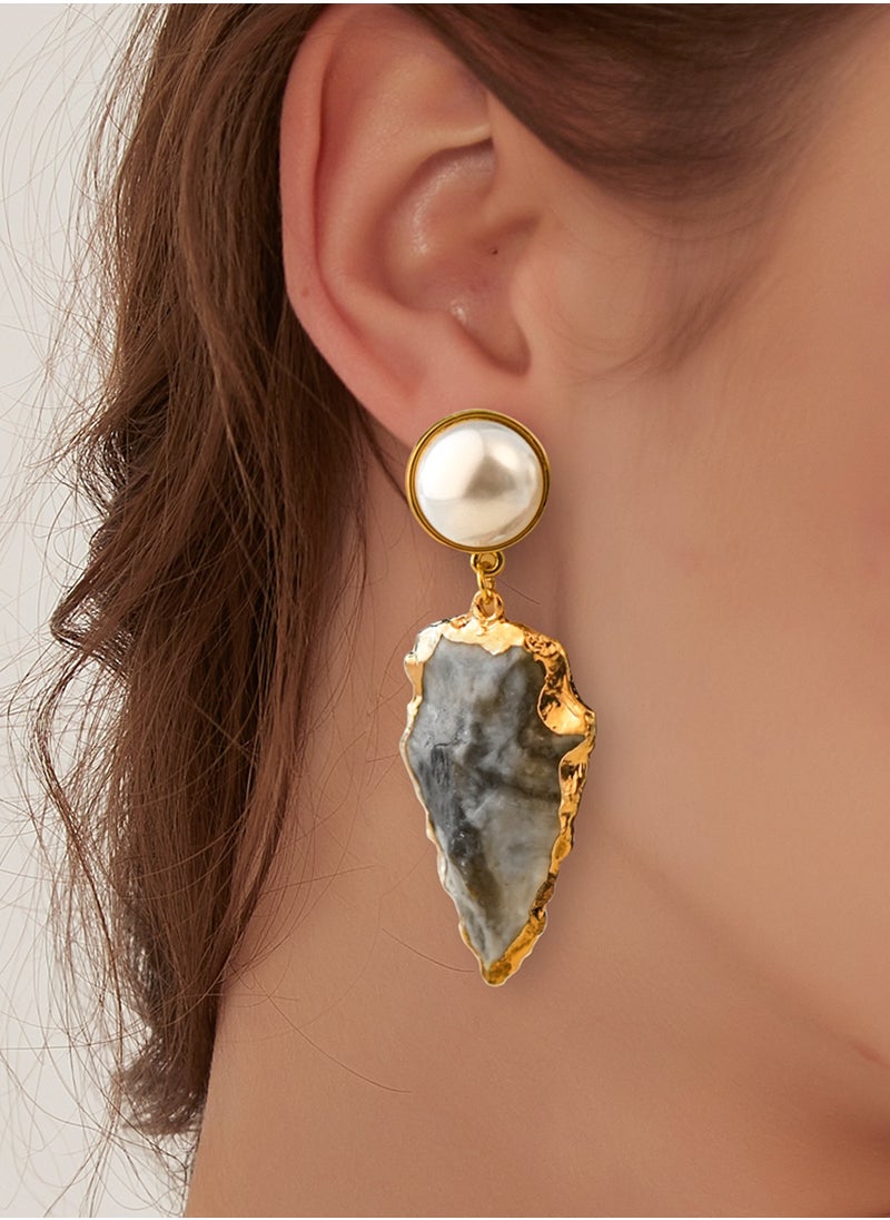ShineShe - Earring Fashionable Retro Green Pearl Ore Earrings - Image 1