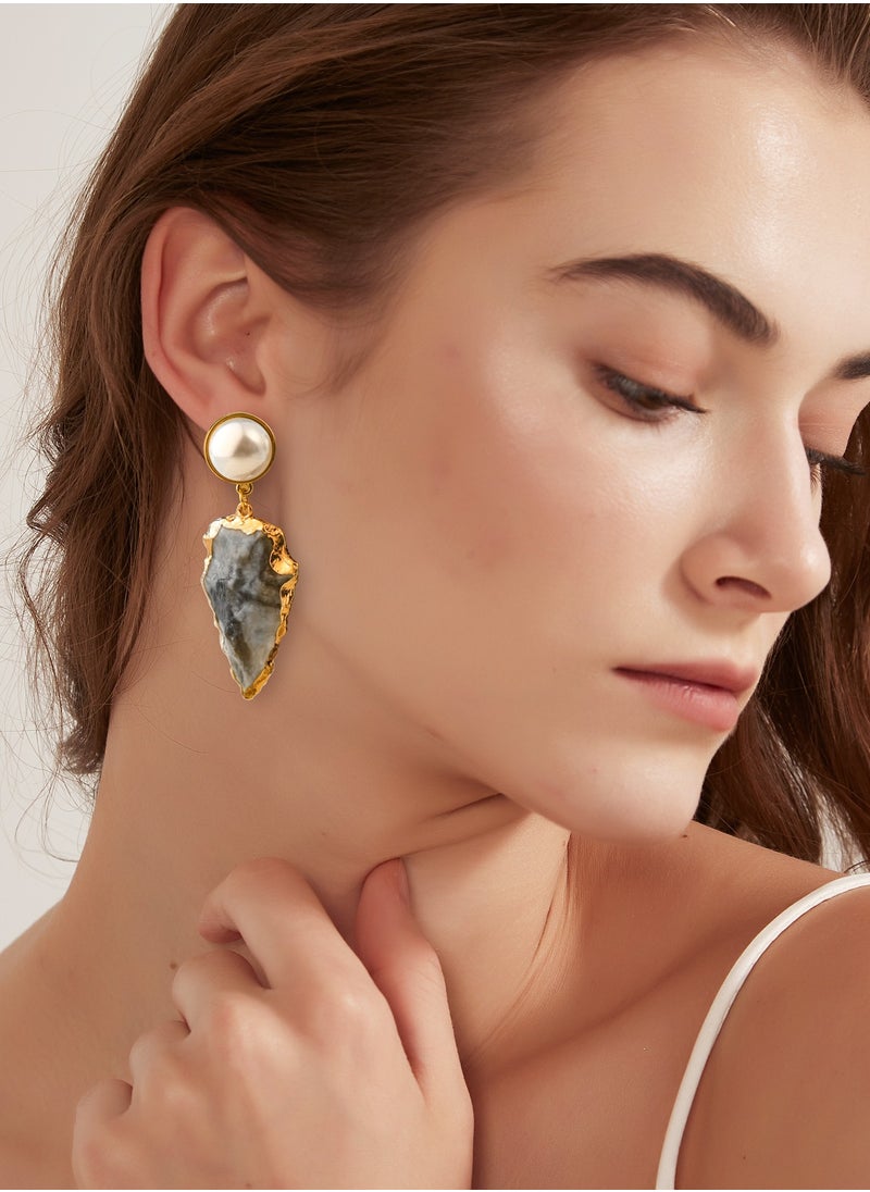 ShineShe - Earring Fashionable Retro Green Pearl Ore Earrings - Image 1