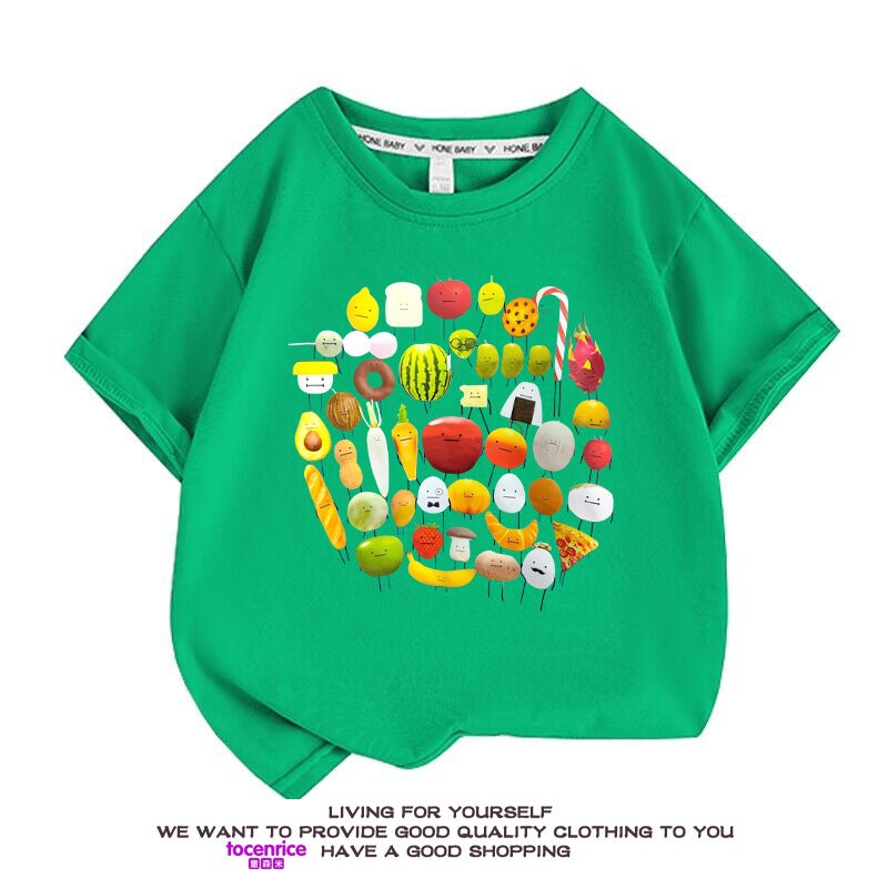 New Cartoon Vegetable And Fruit Printing Children'S Casual Short-Sleeved Summer Game Tide T-Shirt - Image 4