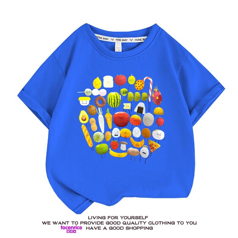 New Cartoon Vegetable And Fruit Printing Children'S Casual Short-Sleeved Summer Game Tide T-Shirt - Image 3