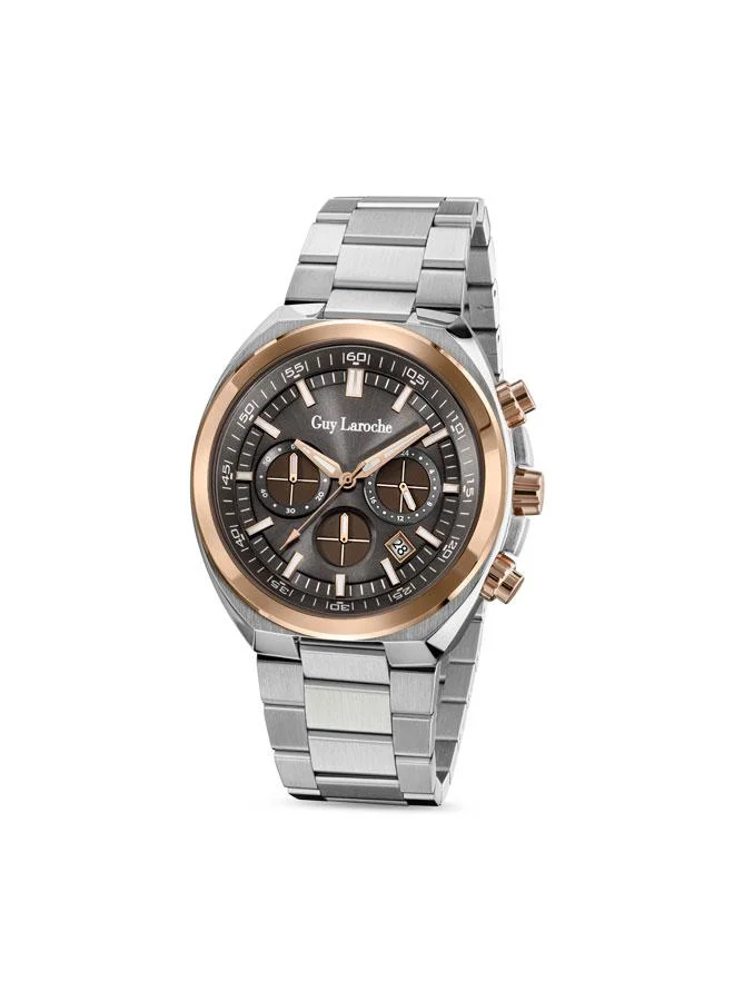 Baptiste Grey Dial Silver Metal Bracelet Chronograph Watch for Men 44mm
