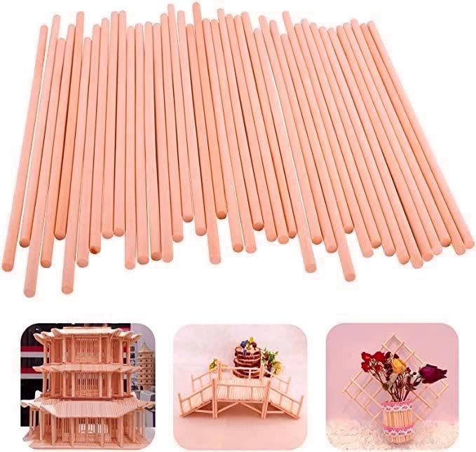 bloomax ® 100 Pcs Wooden Dowel Rod (6mm/6 inch) Unfinished Natural Hardwood Sticks, Round Craft Sticks,Wood Sticks for Crafting,Wooden Craft Rod, Art & Crafts and DIYers - Image 2