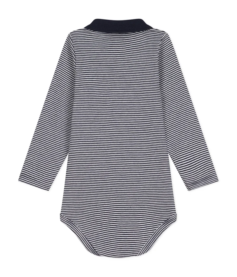 بيتي باتو Babies' Stripy Cotton Body With A Polo Shirt Collar