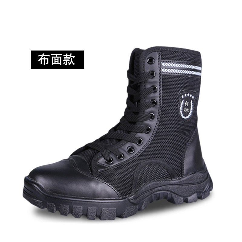 Summer Boots Men'S Black High-Top Training Shoes Outdoor Training Shoes Breathable Wear-Resistant Security Guard Duty Shoes Women - Image 1