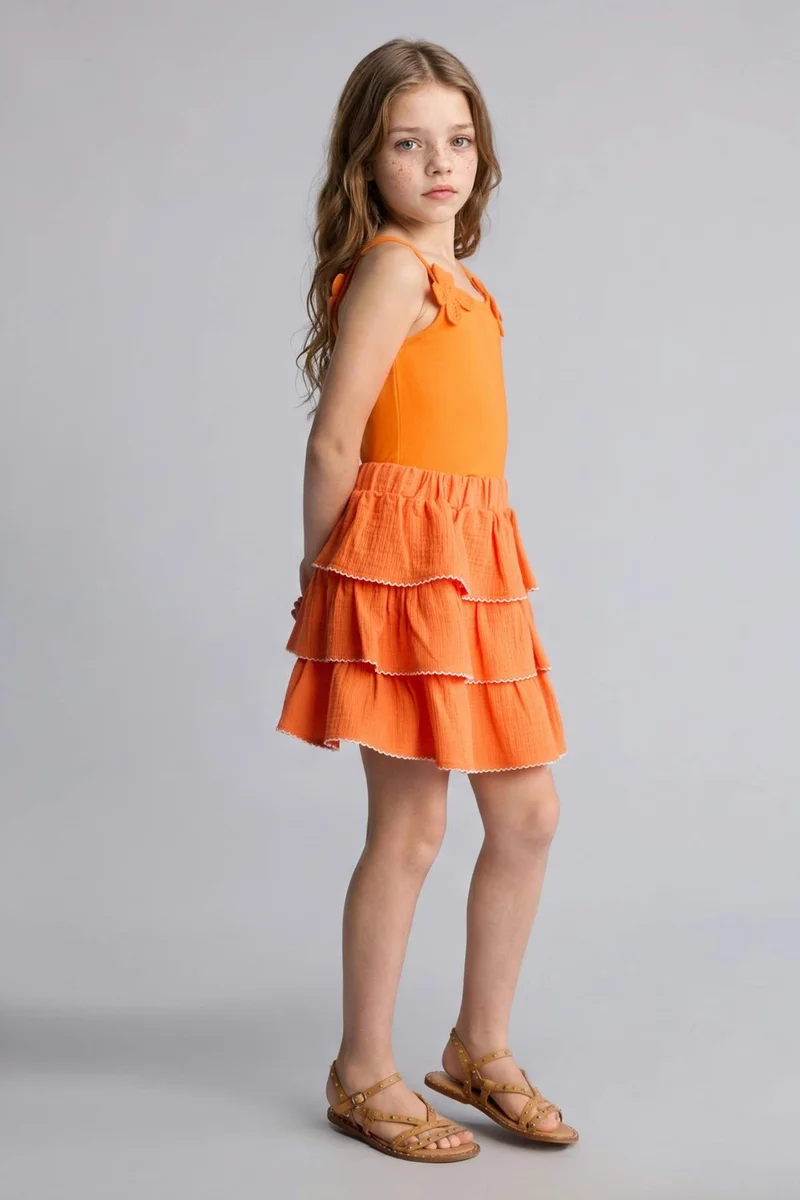 ديفاكتو Girl Muslin Regular Fit Skirt