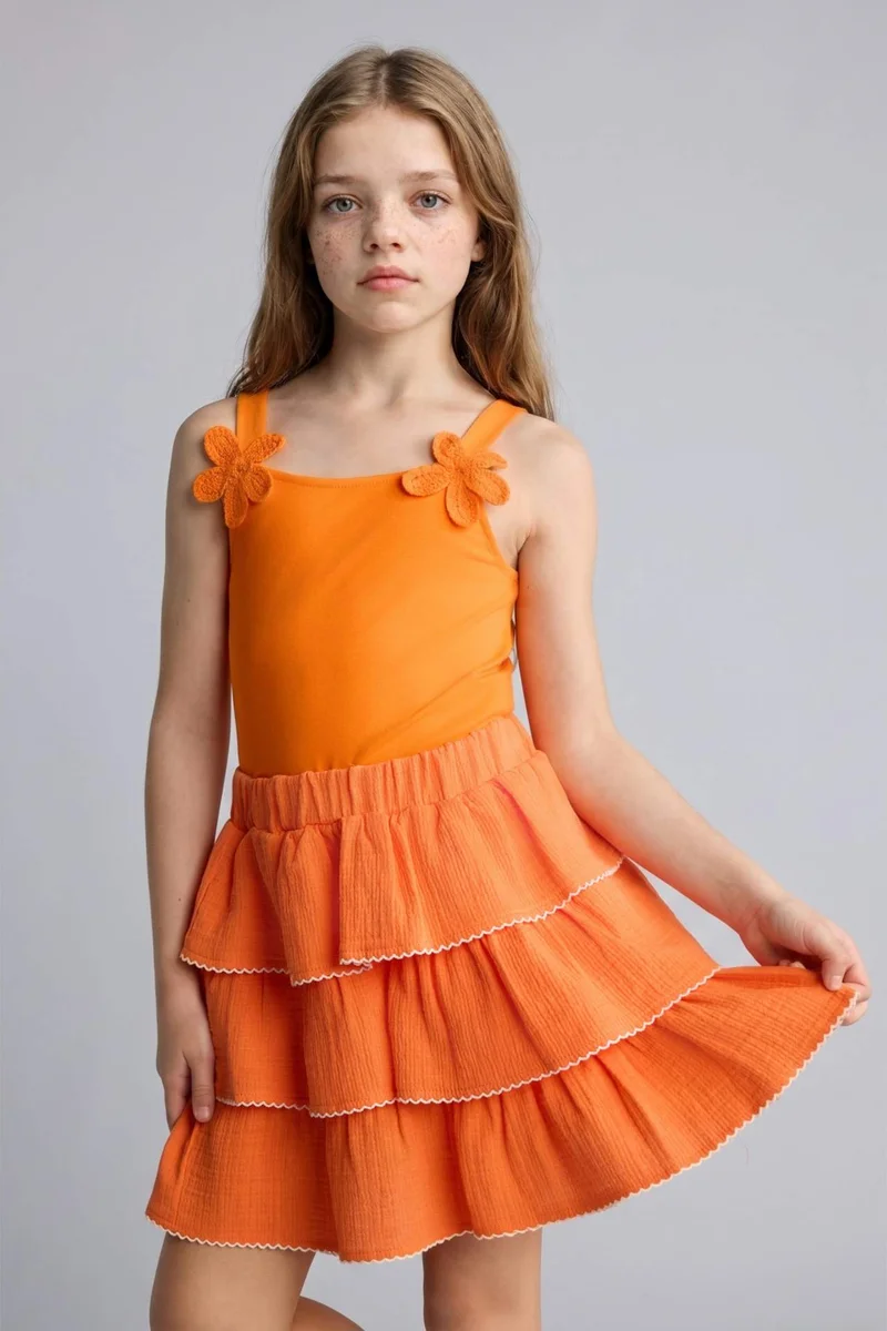 ديفاكتو Girl Muslin Regular Fit Skirt