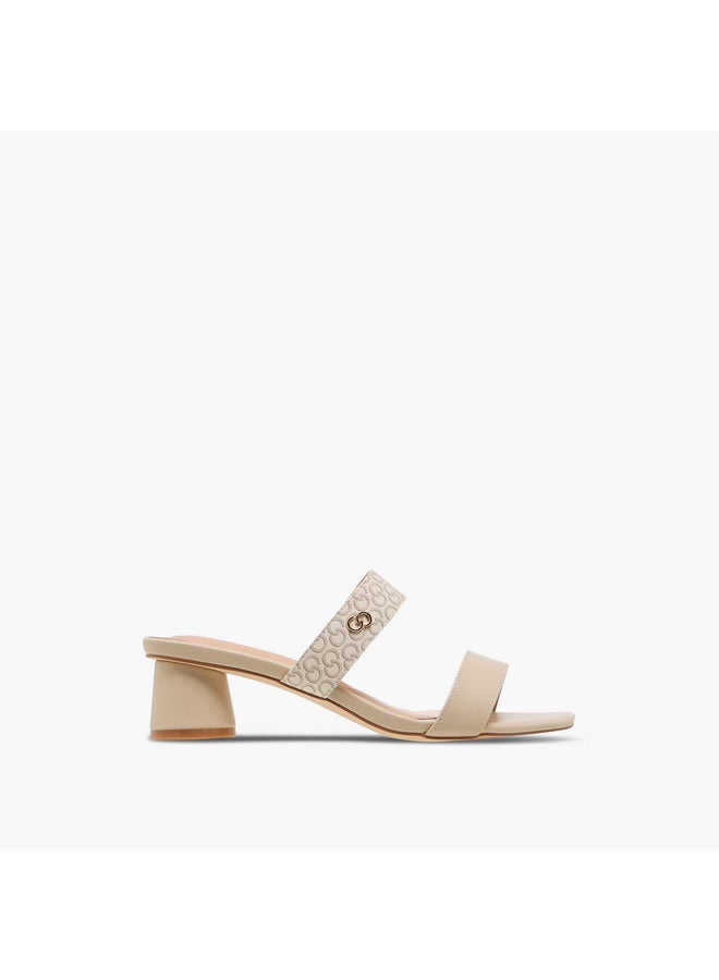 Celeste Women's Monogram Print Slip-On Sandals with Block Heels - Image 3