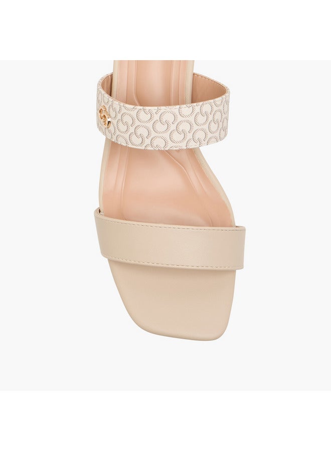 سيليست صنادل نسائية سهلة الارتداء بطبعة شعار الماركة وكعب بلوك - Image 4