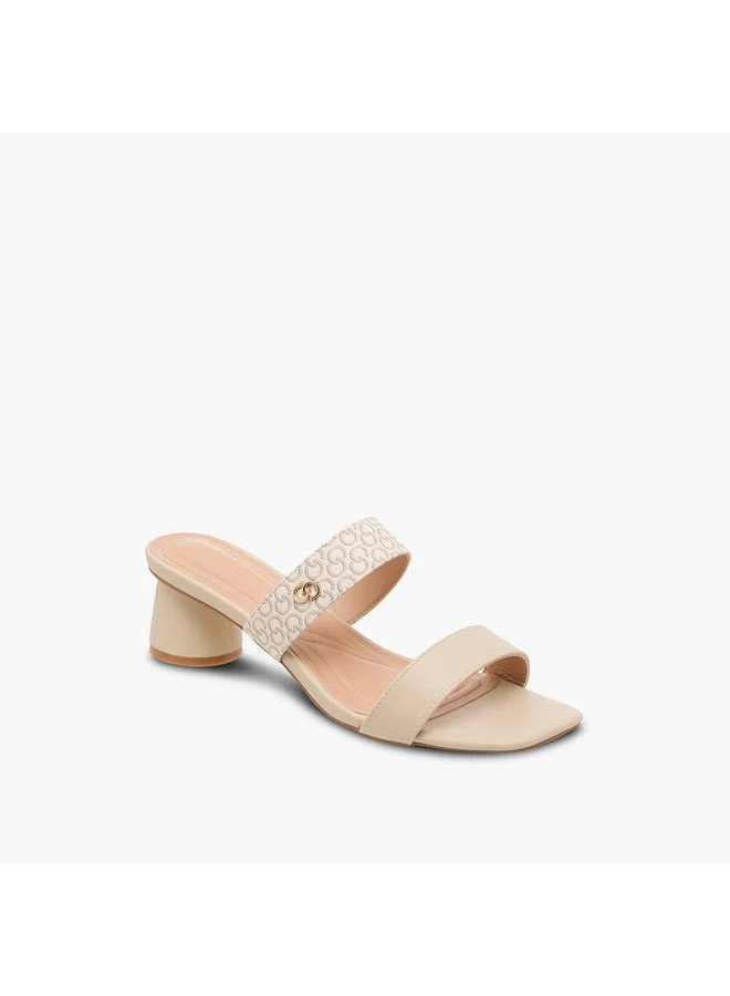 Celeste Women's Monogram Print Slip-On Sandals with Block Heels