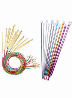 KASTWAVE 23 PCS Crochet Hook Set,  11 Tunisian Afghan Aluminum Knitting Needles Set (2mm to 8mm), 12 Bead Carbonized Bamboo Needle Hook, Sweater Needle Crochet Kits for Beginners  - Image 1