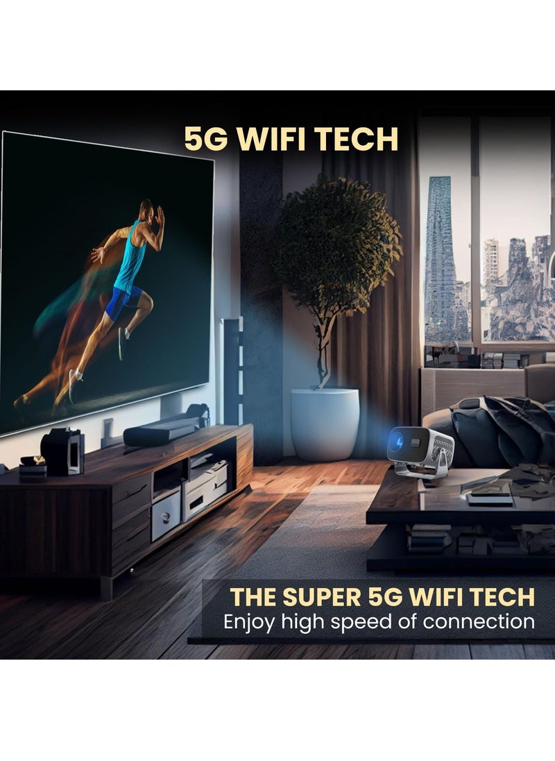 بورتوني - جهاز عرض صغير محمول Android11.0 WIFI جهاز عرض منزلي حامل سقف إسقاط موضة أندرويد هاتف Apple جهاز عرض سينمائي للمنزل - Image 1