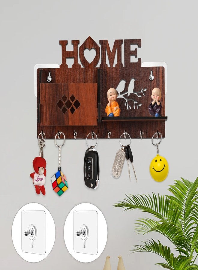 Goelite Key Holder for Home Without Drill with Storage | No Drilling Required | Home Keyholders with 8 Hooks with 2 Powerful Wall Hooks - Image 1