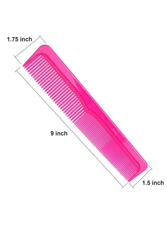 Luxxii 6 Pack - 9" Large Dressing Hair Dresser Combs Colorful Styling Essentials Coarse/Fine Barber Comb Hair Combs SET - Image 2