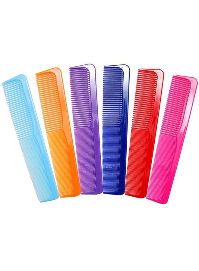 Luxxii 6 Pack - 9" Large Dressing Hair Dresser Combs Colorful Styling Essentials Coarse/Fine Barber Comb Hair Combs SET - Image 1