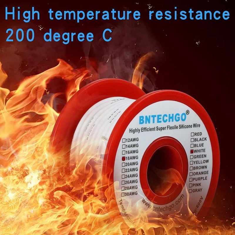 BNTECHGO 18 Gauge Silicone Wire Spool 50 ft White Flexible 18 AWG Stranded Tinned Copper Wire Single Conductor Wire - Image 5