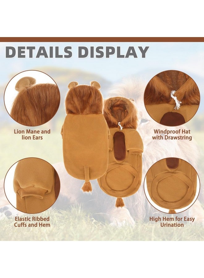 KOOLTAIL Dog Lion Costume, Dog Halloween Costume, Lion Mane Fleece Dog Sweater Hoodie,Pet Funny Cosplay Dress Up Halloween Party, Cold Weather Coats With Leash Hole For Small Medium Large Dogs M - Image 5