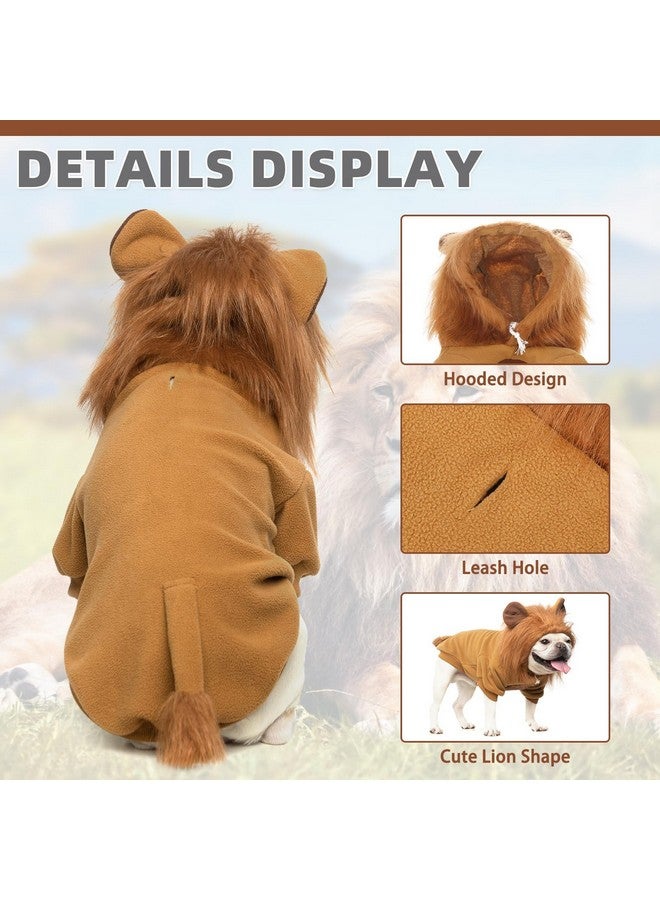 KOOLTAIL Dog Lion Costume, Dog Halloween Costume, Lion Mane Fleece Dog Sweater Hoodie,Pet Funny Cosplay Dress Up Halloween Party, Cold Weather Coats With Leash Hole For Small Medium Large Dogs M - Image 4