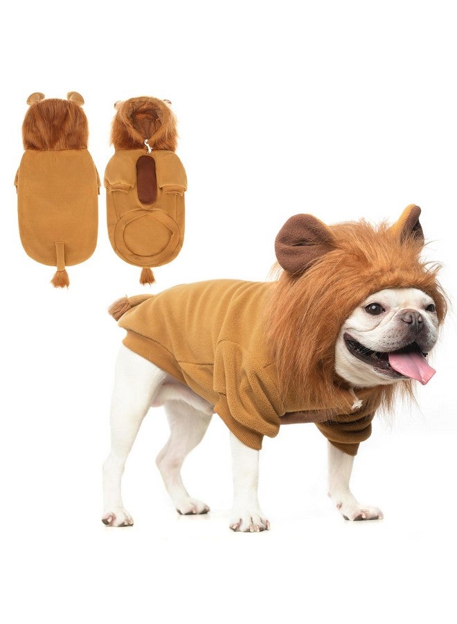 KOOLTAIL Dog Lion Costume, Dog Halloween Costume, Lion Mane Fleece Dog Sweater Hoodie,Pet Funny Cosplay Dress Up Halloween Party, Cold Weather Coats With Leash Hole For Small Medium Large Dogs M - Image 1