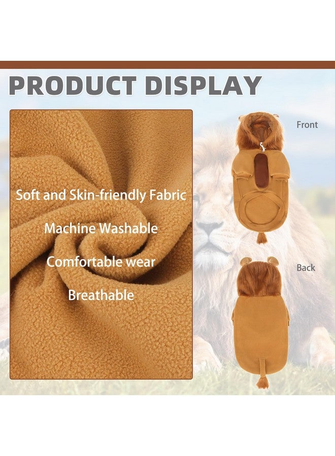 KOOLTAIL Dog Lion Costume, Dog Halloween Costume, Lion Mane Fleece Dog Sweater Hoodie,Pet Funny Cosplay Dress Up Halloween Party, Cold Weather Coats With Leash Hole For Small Medium Large Dogs M - Image 3
